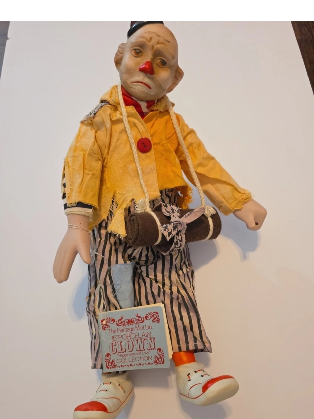 The Heritage Mint Porcelain Hobo Clown 16" 1989